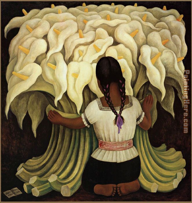Diego Rivera Girl with Lilies